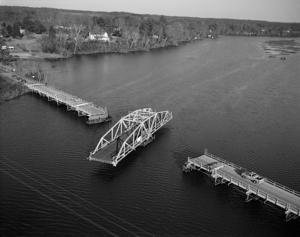 Swing truss bridge constructed 1936. Photographed for the Histor